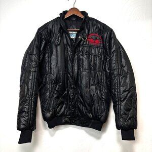 Vintage Turning Point Puffer Coat Black Full Zip 90s Trucker Bomber Mens Size M